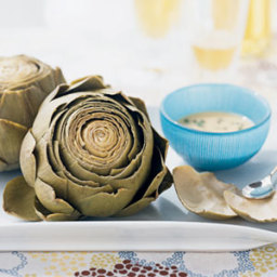 Artichokes with Roasted Garlic-Wine Dip