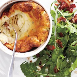 Cheese Souffles with Bacon Arugula Salad