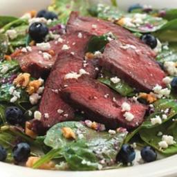 Spinach Salad with Steak and Blueberries