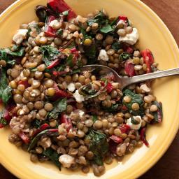 Swiss Chard with Lentils and Feta Cheese