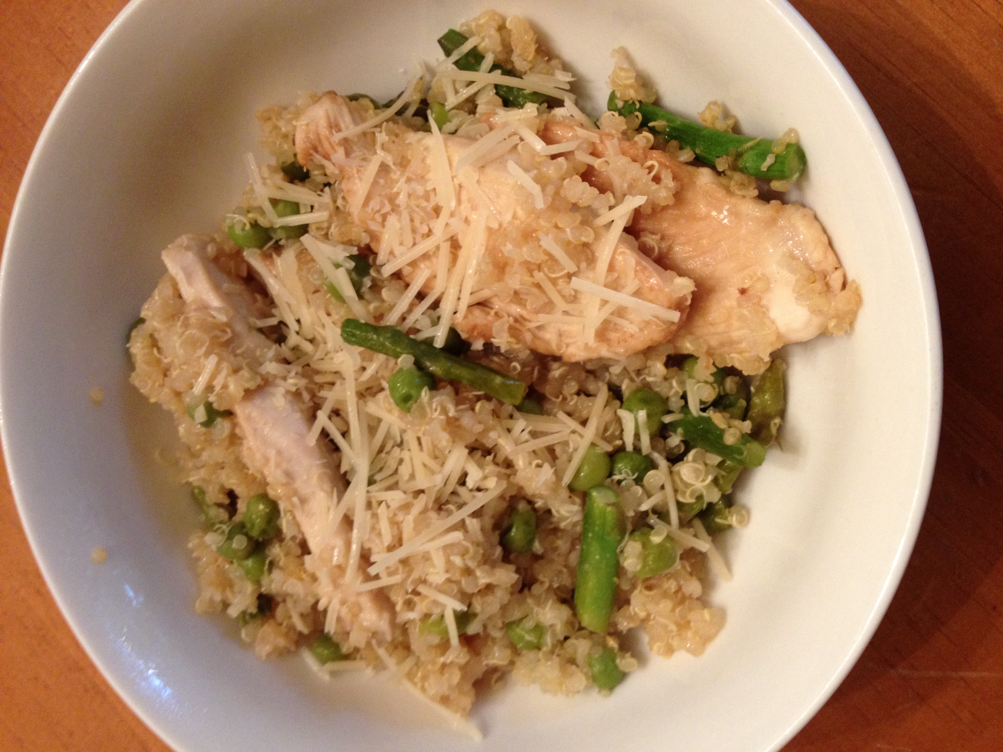 Quinoa "Risotto" with Chicken, Asparagus & Peas