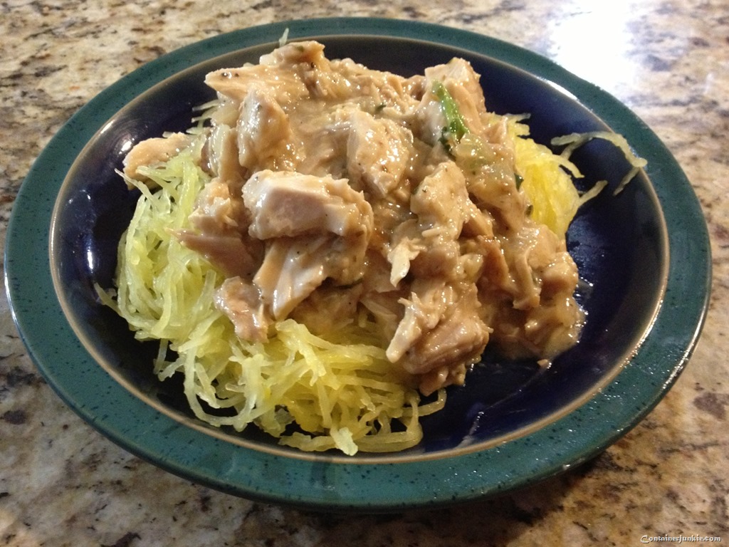 Basil Chicken Alfredo with Roasted Spaghetti Squash
