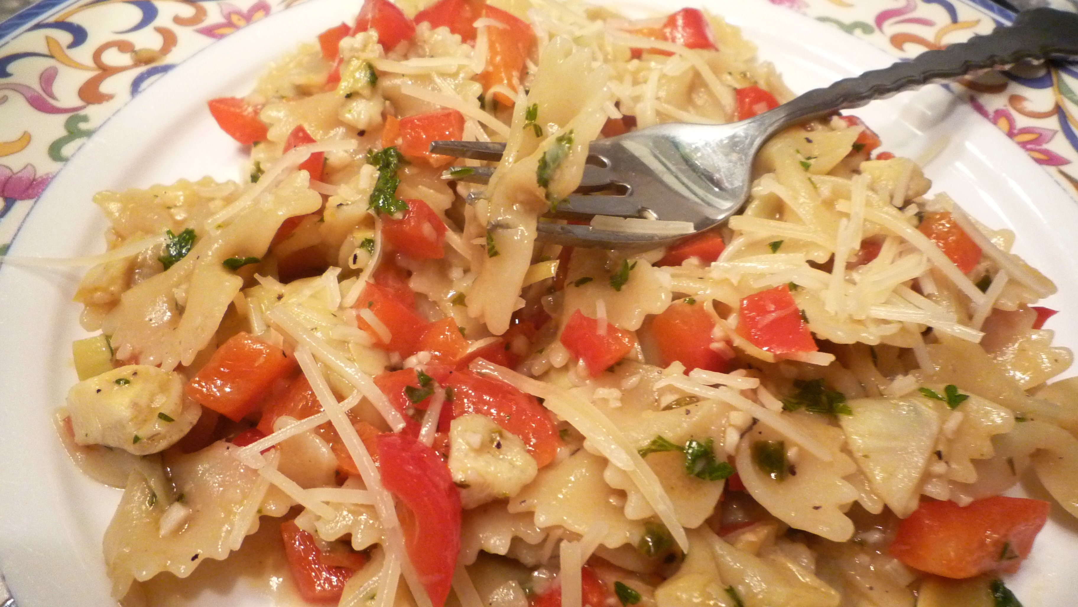 Pasta with Red Peppers, Anchovies, and Artichokes