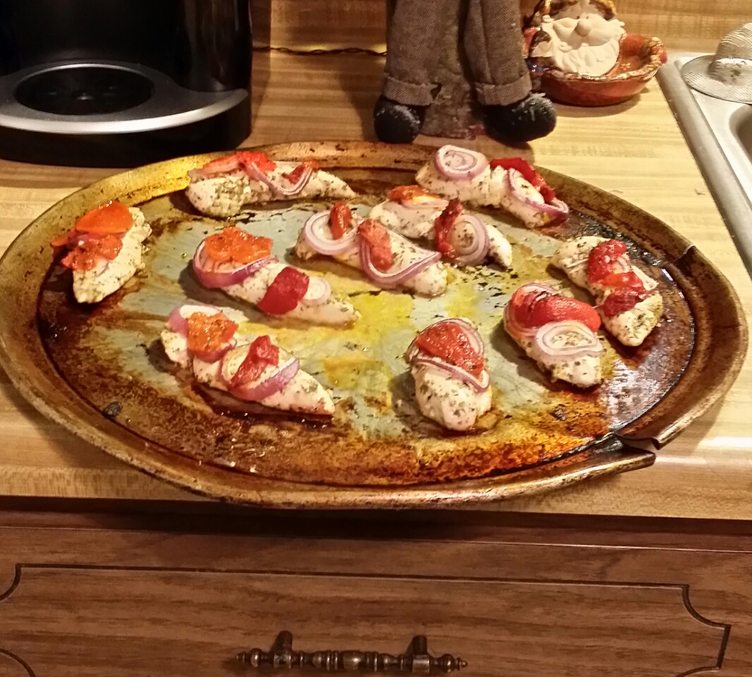 Roasted Chicken Tenders with Peppers & Onions