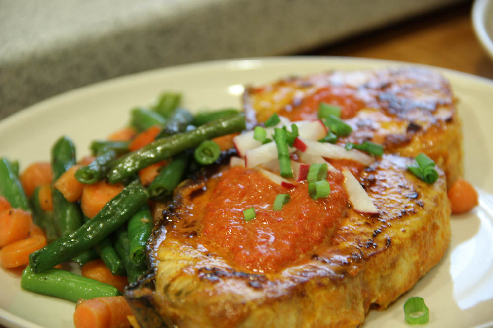 Spiced Marlin Steaks with Creamy Pepper Sauce