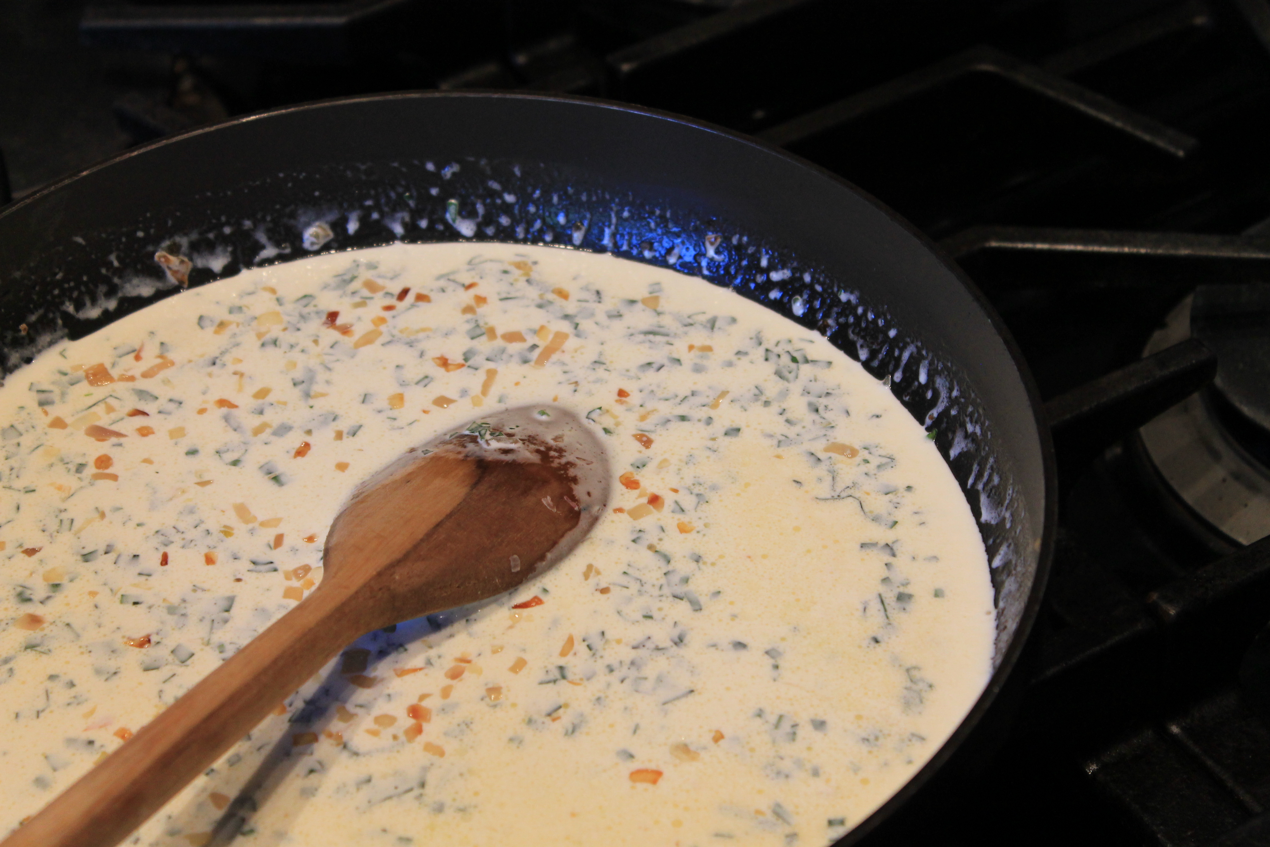 Shrimp with Tarragon, Whiskey, Cream Sauce