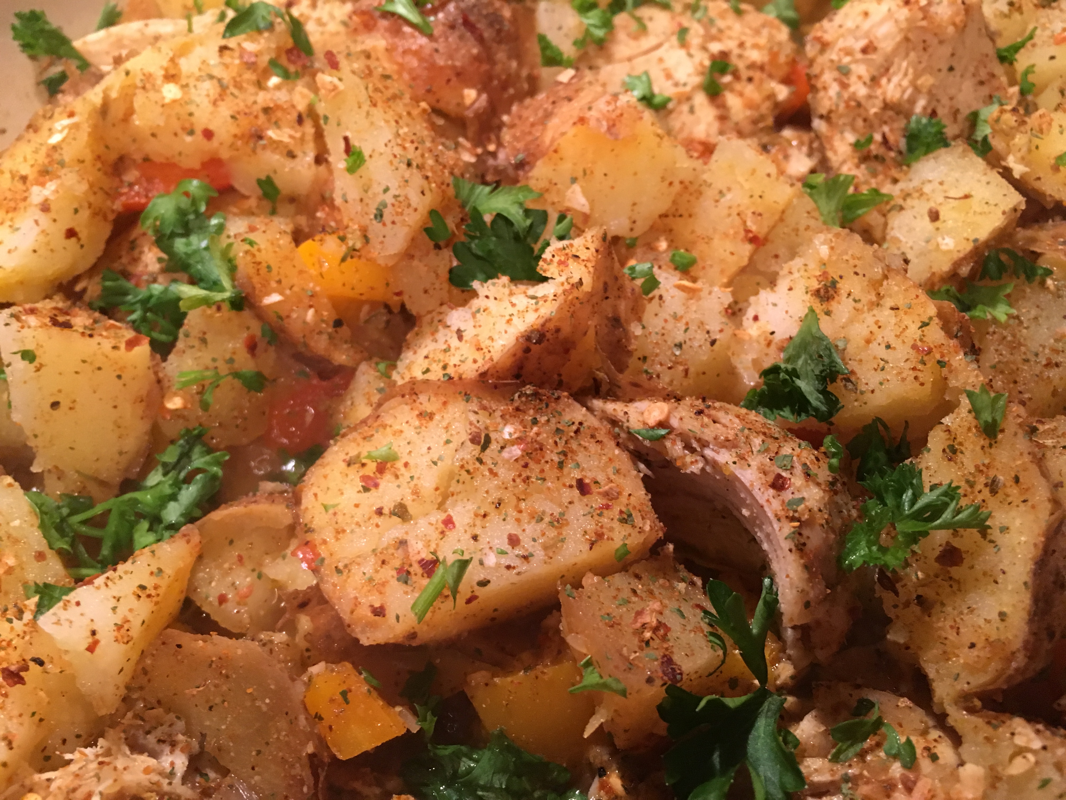 Easy One Pan Leftover chicken and Potato Dinner