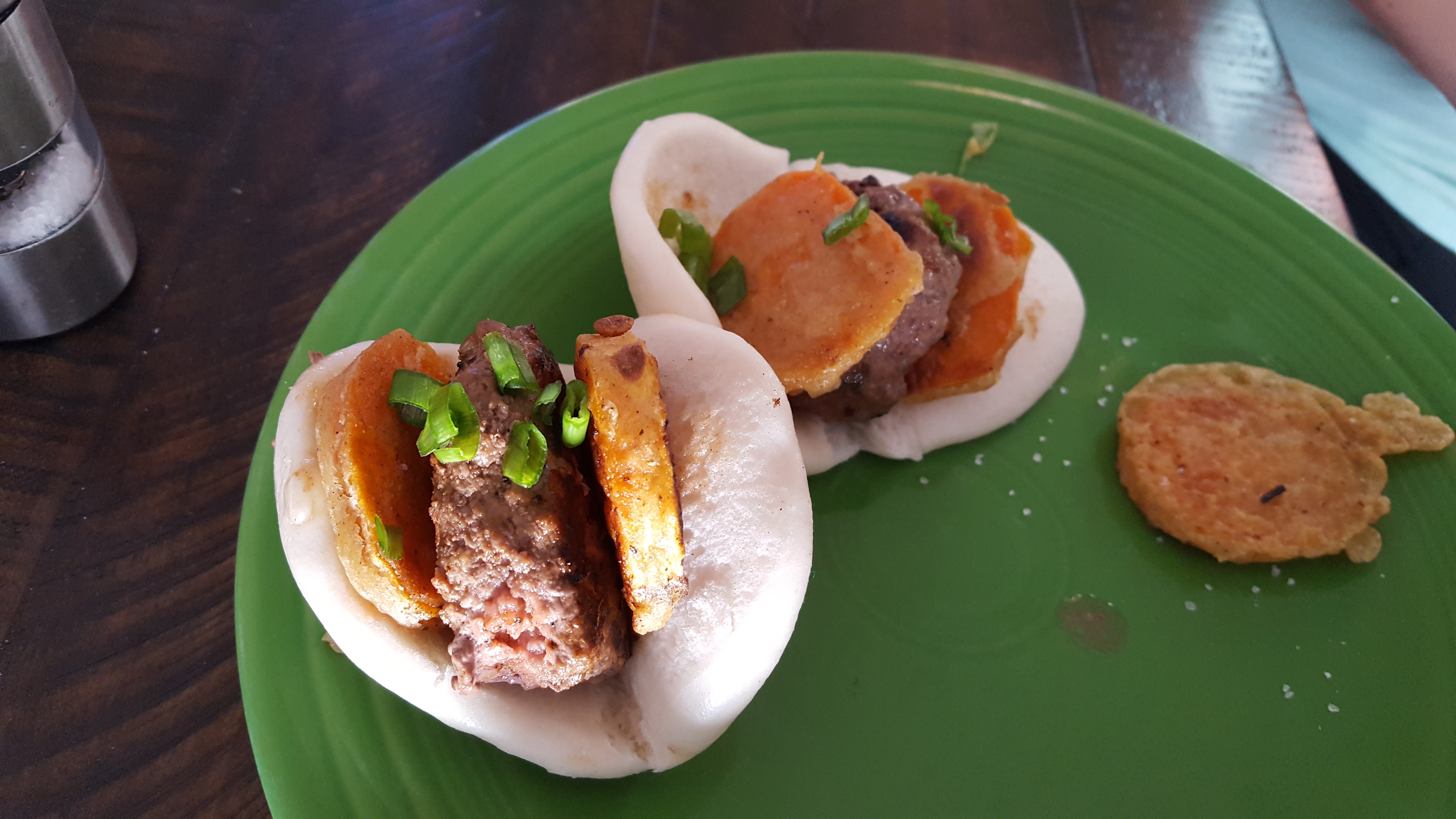 Korean Bao Beef Sliders With Sweet Potato Tempura