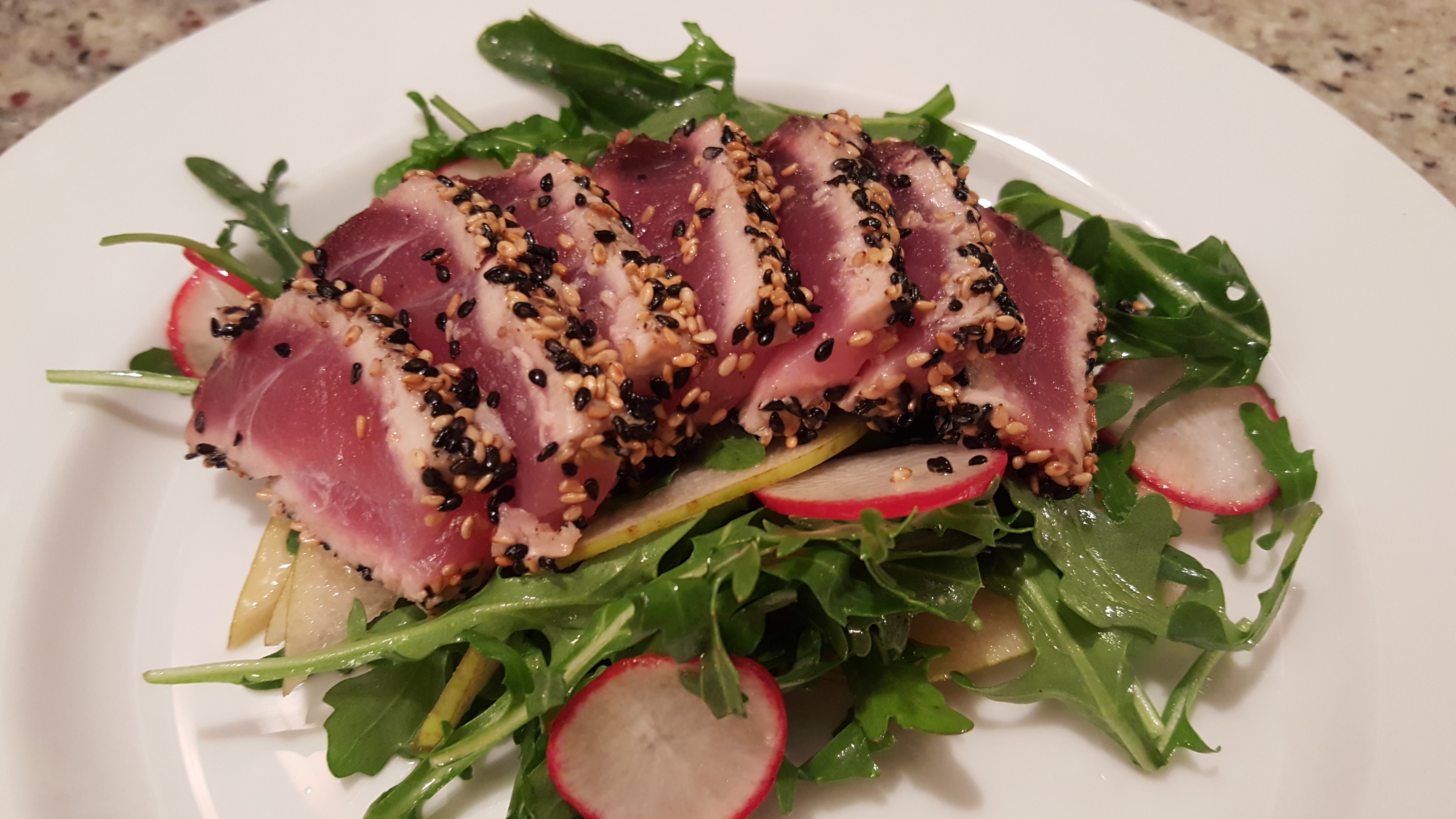 Seared Tuna Salad with Pear and Radish